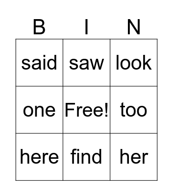 Sam and Big Kids Bingo Card