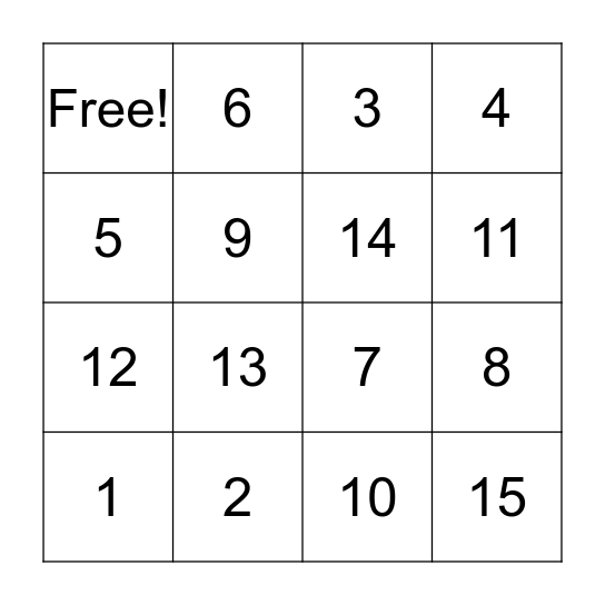 Mexican-American War Bingo Card