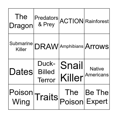 Poison Dart Frogs & Other Poisons Bingo Card