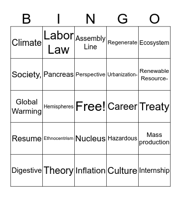 Brain Drain Bingo Card