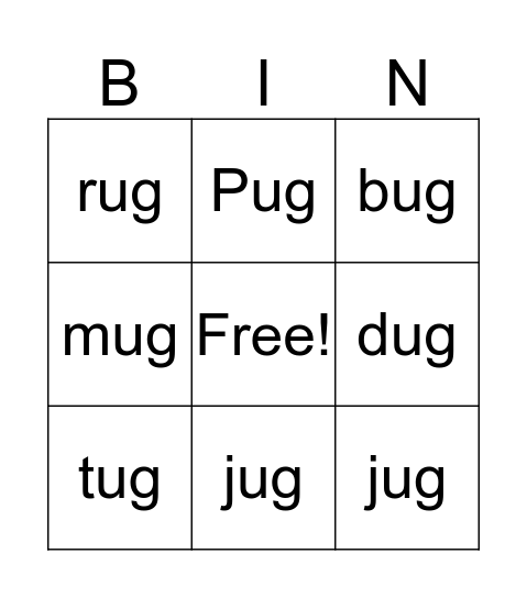 ug  Bingo Card