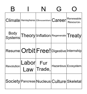 Brain Drain Bingo Card