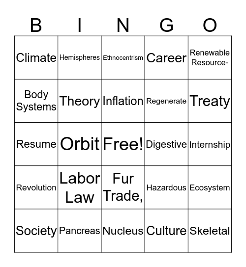 Brain Drain Bingo Card