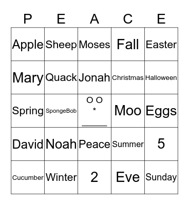 Peace Bingo Card