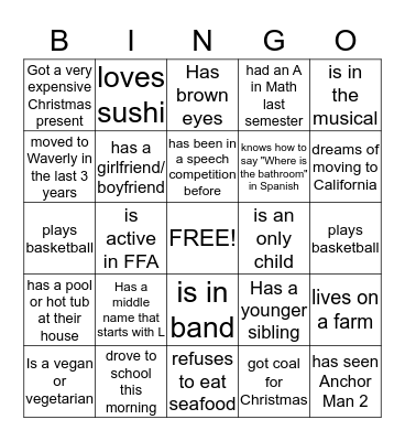 Find someone who... Bingo Card