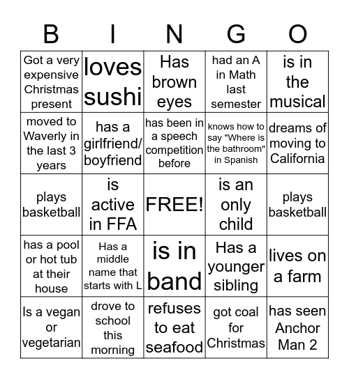 Find someone who... Bingo Card