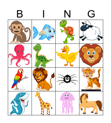 Animals! Bingo Card