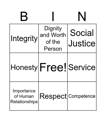 Ethics Bingo Card