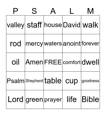Psalm 23 Bingo Card