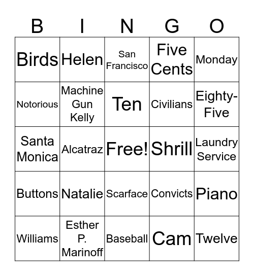 Al Capone Does My Shirts Bingo Card
