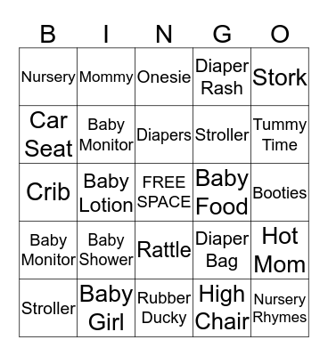 Baby Bingo Card