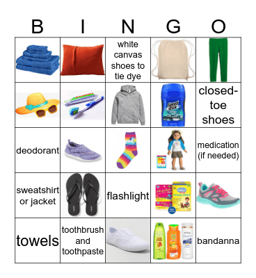 Girl Scout Camping Bingo! Bingo Card