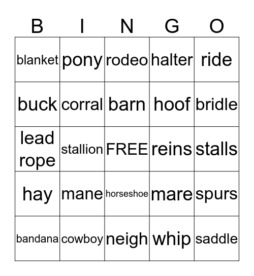 Western Bingo Card