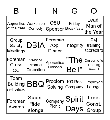 Building The Best Team BINGO Card