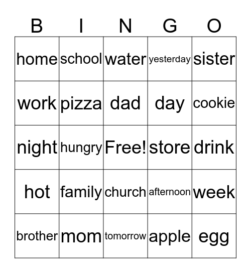 Bill Vicars 100 basic signs Bingo Card