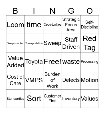 Orientation Bingo Card