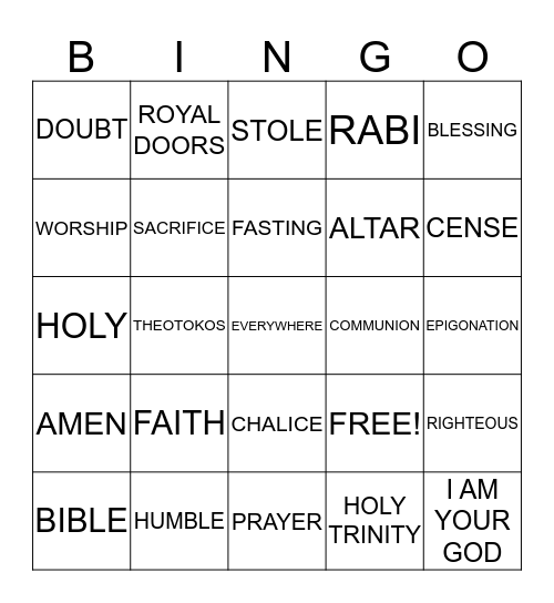 SUNDAY SCHOOL 1ST REVIEW Bingo Card