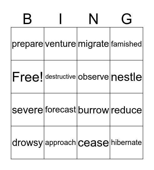 Lesson 3 Bingo Card