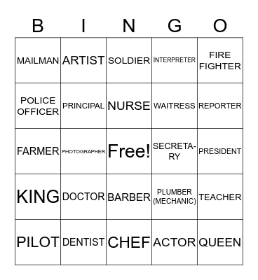 CAREER Bingo Card