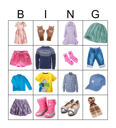 CLOTHES Bingo Card