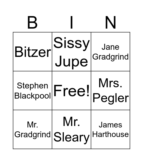 Hard Times Bingo Card