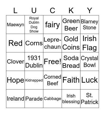 St. Patrick's Day Bingo Card