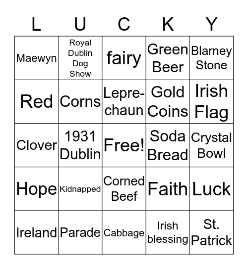 St. Patrick's Day Bingo Card