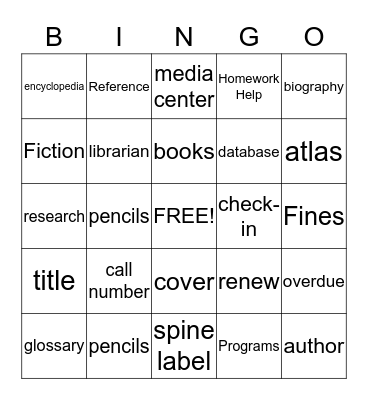 Library Lingo Bingo Card