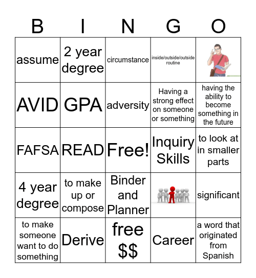 AVID Bingo Card