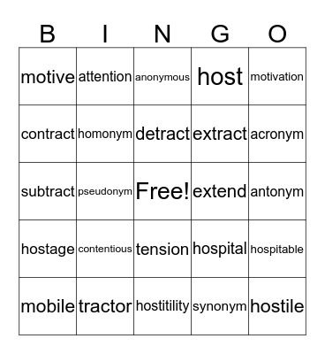 I Like to Move It & Your Name Is? (7&8) Bingo Card