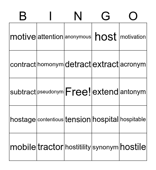I Like to Move It & Your Name Is? (7&8) Bingo Card