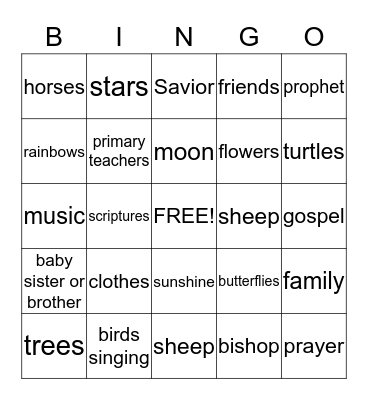 My Heavenly Father Loves Me Bingo Card