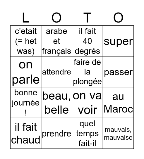 2mh, chap. 5 voca FG Bingo Card