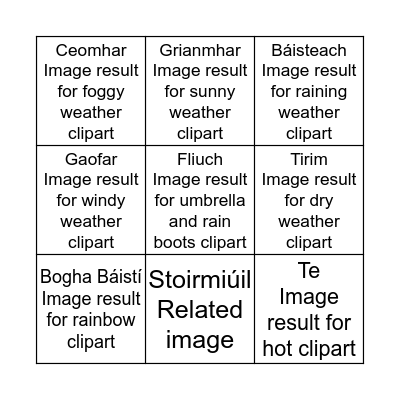 An Aimsir Bingo Card