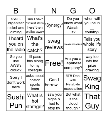 Wasabi Conference Bingo Card