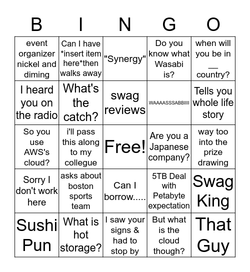 Wasabi Conference Bingo Card