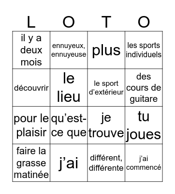 3ma loto chap 5 voca EFG Bingo Card