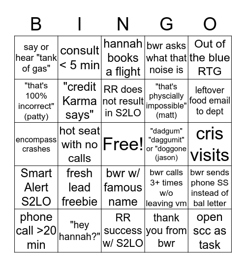 LH Bingo 3/7/19 Bingo Card