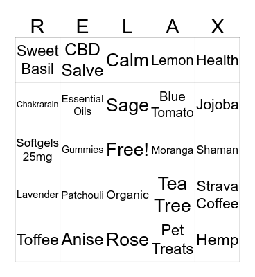 Chakrarain Oils Bingo Card