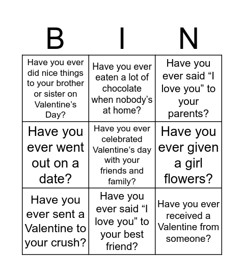 Let's Play Bingo! Bingo Card