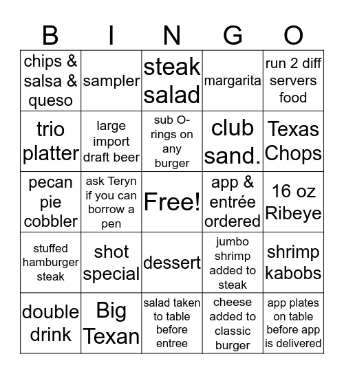 5D Grill & Lounge Bingo Card