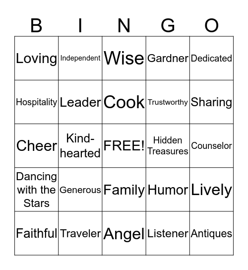 Ooh La La -  Bingo Card