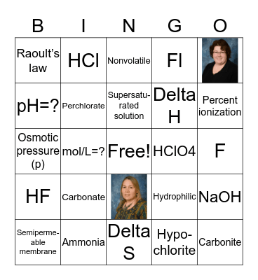 General Chemistry Bingo Card