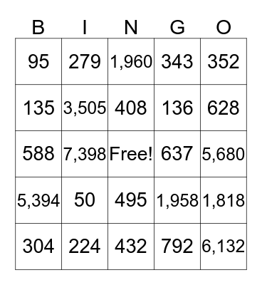 Expanded Multiplication BINGO Card