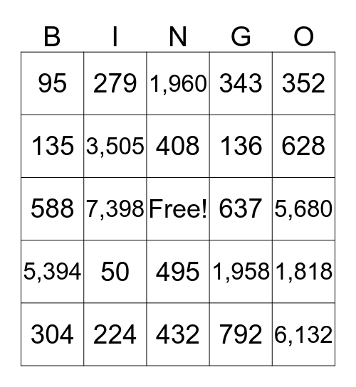 Expanded Multiplication BINGO Card