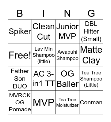 Sportclips BINGO Card