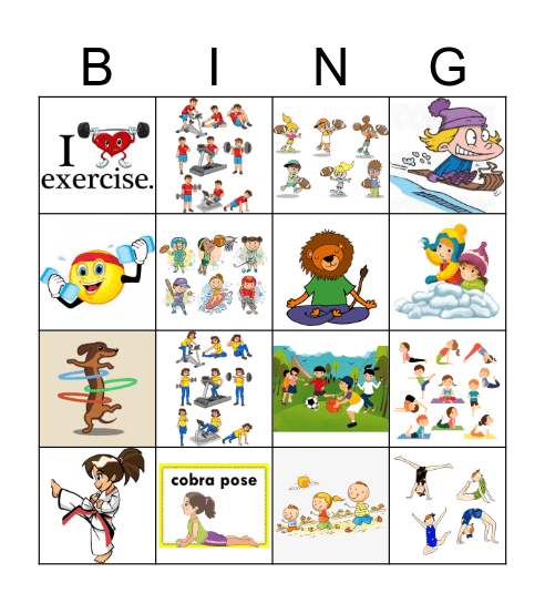 BE ACTIVE Bingo Card