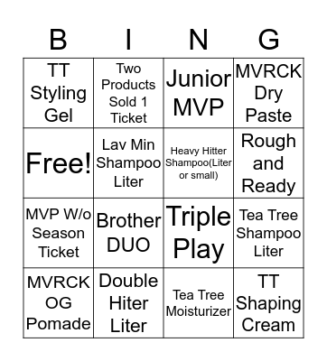 Sportclips BINGO Card