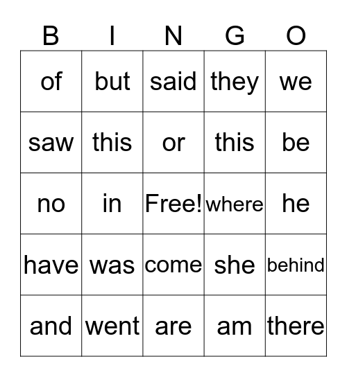 B Bingo Card