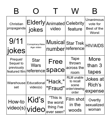 Best of the Worst Bingo (Red Letter Media) Bingo Card